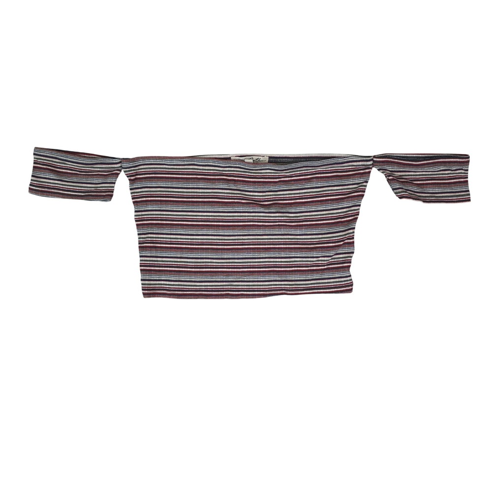 Express One Eleven‎ Crop Top Women Medium Multi Striped Off Shoulder Ribbed Knit